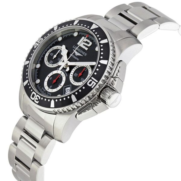 Longines HydroConquest Automatic Chronograph Stainless Steel Black Dial Date Divers Mens Watch L3.744.4.56.6 Online Sale