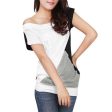 Allegra K Women Boat Neck Short Sleeve Color Block Tee Shirts Online now