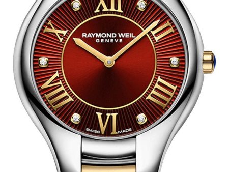 Raymond Weil Noemia Two-Tone Stainless Steel Red Dial Diamonds Quartz Womens Watch 5132-STP-00456 Online Sale