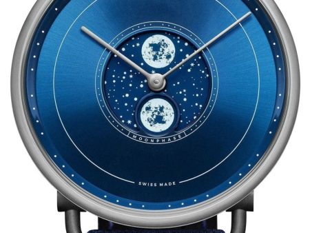 Baume & Mercier Baume Stainless Steel Blue Dial Blue Cotton Strap Moonphase Quartz Mens Watch M0A10637 For Cheap