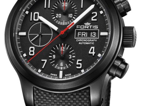 Fortis Aeromaster Professional Automatic Chronograph Black PVD Black Dial Black Textile Strap Day Date Divers Mens Watch F4040002 Online Sale