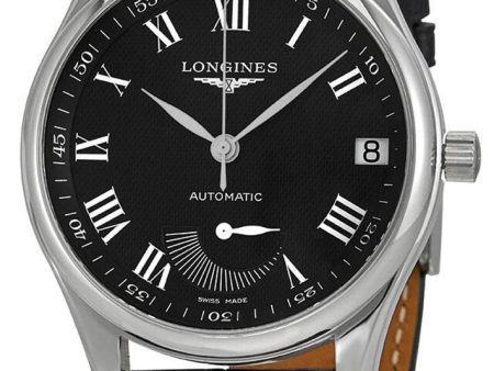 Longines Master Collection Automatic Stainless Steel Black Leather Strap Black Dial Power Reserve Indicator Date Mens Watch L2.666.4.51.7 Online Hot Sale