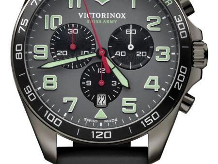 Victorinox Swiss Army FieldForce Sport Chronograph Black Stainless Steel Gray Dial Black Rubber Strap Date Quartz Mens Watch 241891 Sale