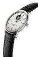 Frederique Constant Slimline Heart Beat Automatic Stainless Steel Silver Dial Black Leather Strap Mens Watch FC-312S4S6 Cheap