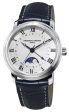 Frederique Constant Classics Moonphase Automatic Stainless Steel Silver-Tone Dial Blue Leather Strap Date Mens Watch FC-330MC4P6 Online Hot Sale