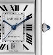 Cartier Tank Must Extra-Large Automatic Stainless Steel Silver Dial Black Leather Strap Date Mens Watch WSTA0040 For Cheap