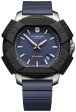 Victorinox Swiss Army INOX Stainless Steel Mens Watch Calendar Blue Rubber Strap 241688.1 on Sale