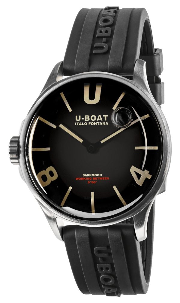 U-Boat Darkmoon Stainless Steel Black Dial Black Rubber Strap Quartz Mens Watch 9018 Online now