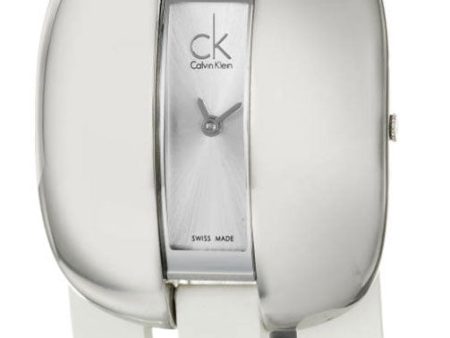 Calvin Klein Treasure Wrap Around White Leather Silver Dial Quartz Womens Watch K2E23120 Hot on Sale