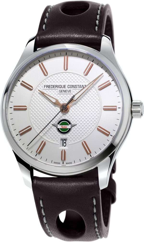 Limited Edition Frederique Constant Vintage Rally Healey Automatic Stainless Steel Silver Dial Brown Leather Strap Date Mens Watch FC-303HV5B6 Online now