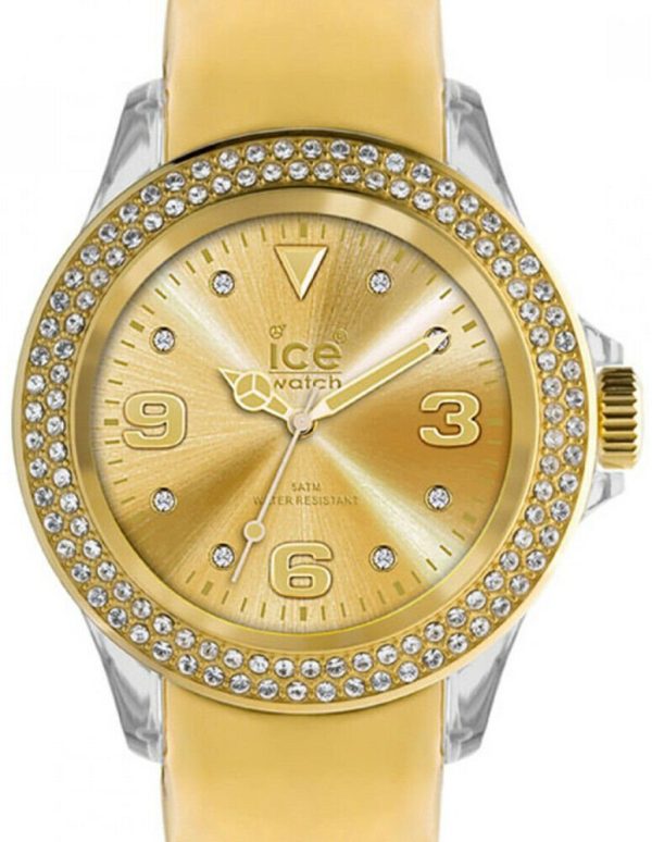 Ice-Watch Stone Tycoon Swarovski Crystals Clear Polyamide & Gold Plated Unisex Strap Watch ST.GG.U.L.10 Cheap