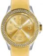 Ice-Watch Stone Tycoon Swarovski Crystals Clear Polyamide & Gold Plated Unisex Strap Watch ST.GG.U.L.10 Cheap