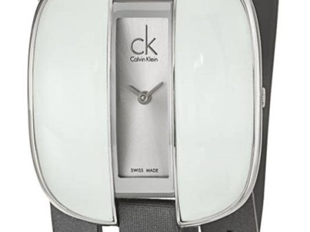 Calvin Klein Treasure Wrap Around Gray Cloth Leather Silver Dial Quartz Womens Watch K2E23620 Online Hot Sale