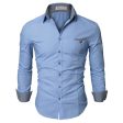 Doublju Mens Casual Shirt with Contrast Neck Band Online Sale