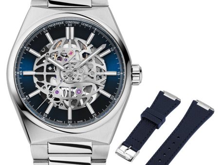 Limited Edition Frederique Constant Highlife Automatic Stainless Steel Skeleton Dial Interchangeable Blue Rubber Strap Mens Watch FC-310NSKT4NH6B Fashion