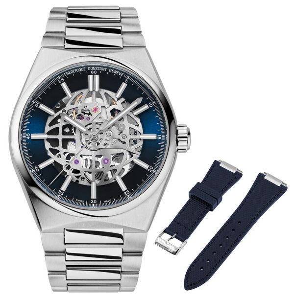 Limited Edition Frederique Constant Highlife Automatic Stainless Steel Skeleton Dial Interchangeable Blue Rubber Strap Mens Watch FC-310NSKT4NH6B Fashion