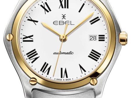 Ebel Sport Classic Automatic Stainless Steel and 18K Yellow Gold White Dial Date Men s Watch 1216614 Online Sale