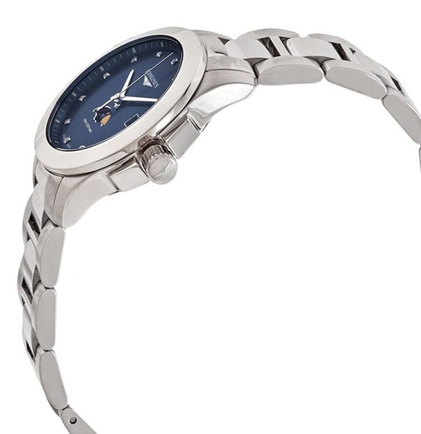 Longines Conquest Stainless Steel Blue Dial Diamonds Date Moonphase Quartz Womens Watch L3.381.4.97.6 Online