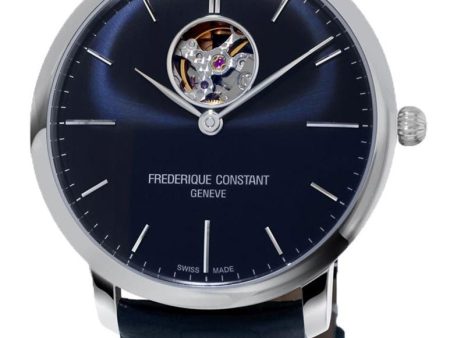 Frederique Constant Slimline Heart Beat Automatic Blue Dial Blue Leather Strap Mens Watch FC-312N4S6 Sale