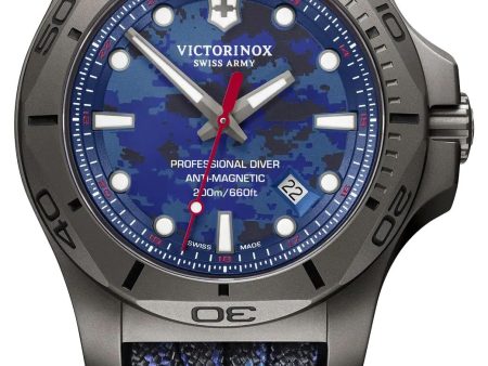 Victorinox Swiss Army I.N.O.X. Professional Diver Gray Titanium Blue Dial Blue Textile Interchangeable Blue Rubber Strap Date Quartz Mens Watch 241813.2 Cheap