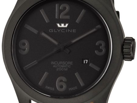 Glycine Incursore Automatic PVD Coated Stainless Steel Mens Strap Watch Black Dial Calendar 3874.999 Online Hot Sale