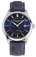 Frederique Constant Classics GMT Stainless Steel Blue Dial Blue Leather Strap Date Quartz Mens Watch FC-252NS5B6 on Sale