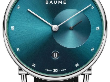 Baume & Mercier Baume Stainless Steel Green Dial Black Cotton Strap Date Quartz Mens Watch M0A10684 Cheap