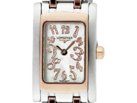 Longines DolceVita Stainless Steel & Rose Gold Mother-Of-Pearl Dial Rectangle Quartz Womens Watch L5.158.5.97.7 Discount