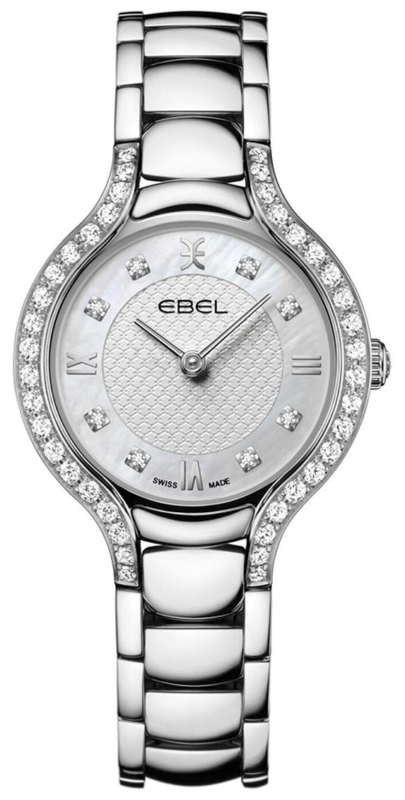 Ebel Beluga Stainless Steel White Mother-Of-Pearl Dial Diamonds Quartz Womens Watch 1216465 Cheap