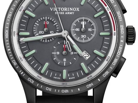 Victorinox Swiss Army Alliance Sport Chronograph Black Stainless Steel Black Rubber Strap Grey Dial Date Mens Watch 241818 For Discount