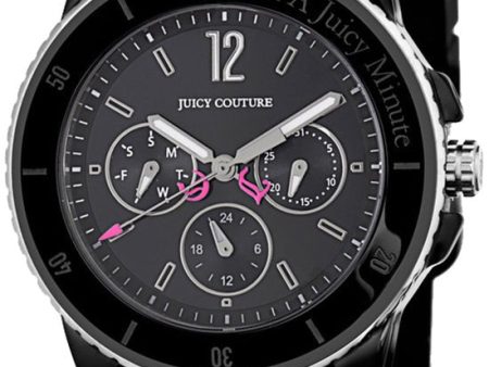 Juicy Couture Pedigree Black Ceramic & Steel Case Quartz Black Dial Black Rubber Women s Watch Day Date 1900754 Hot on Sale