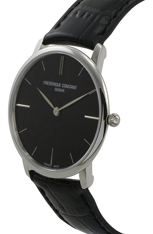 Frederique Constant Slimline Stainless Steel Mens Strap Watch Black Dial FC-200G5S36 Fashion