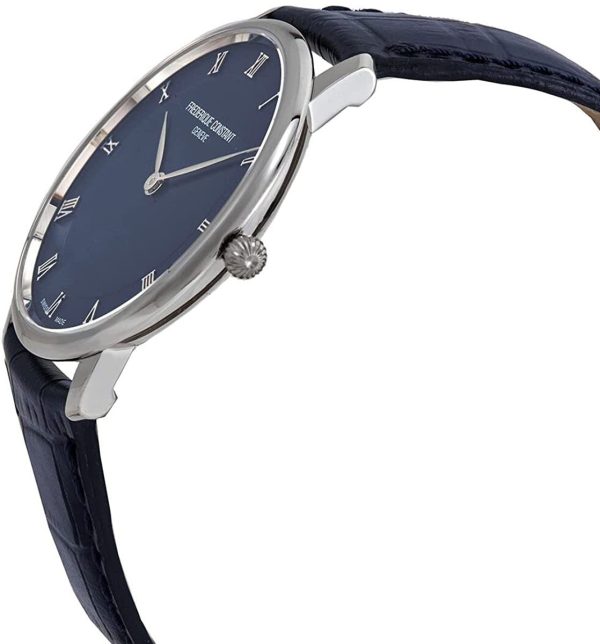 Frederique Constant Slimline Stainless Steel Mens Strap Watch Navy Dial FC-200RN5S36 Online Sale