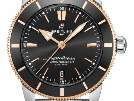 Breitling Superocean Heritage Automatic Chronometer Stainless Steel & 18k Rose Gold Black Dial Date Divers Mens Watch UB2030121B1A1 Hot on Sale