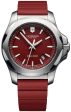 Victorinox Swiss Army INOX Stainless Steel Mens Watch Calendar Red Rubber Strap 241719.1 Sale