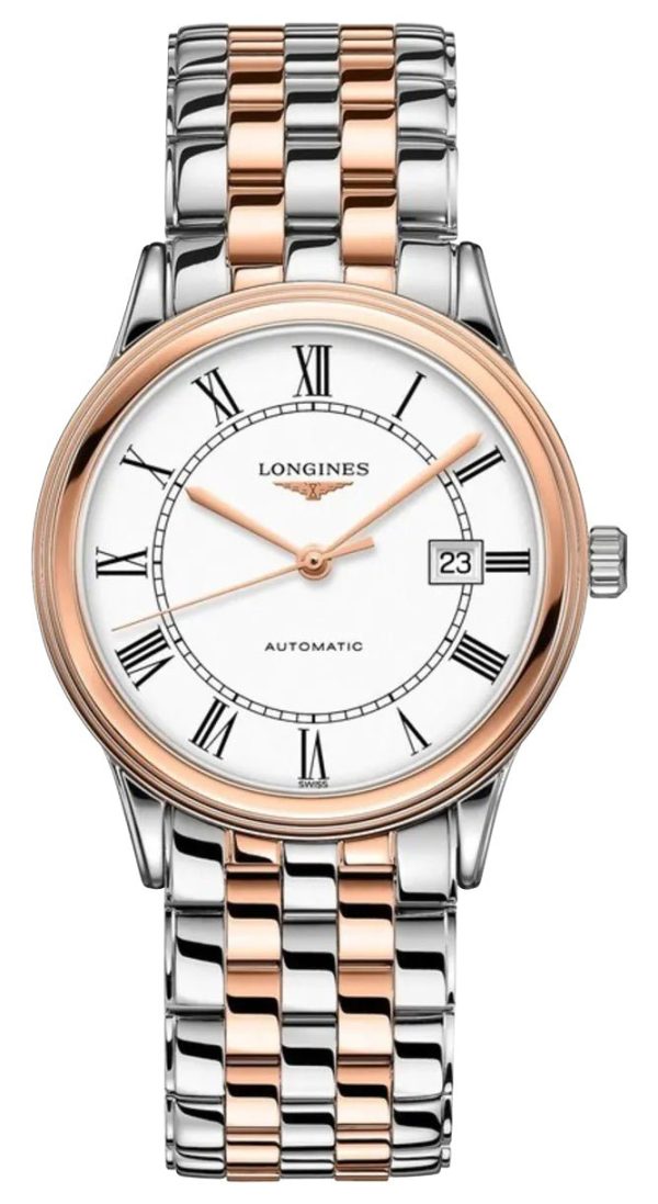 Longines Flagship Automatic Two-Tone Stainless Steel White Dial Date Mens Watch L4.984.3.91.7 Online Hot Sale