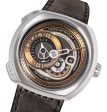 SEVENFRIDAY Q-Series Automatic Stainless Steel Gold Dial Brown Leather Strap Date Mens Watch Q2 02 Online