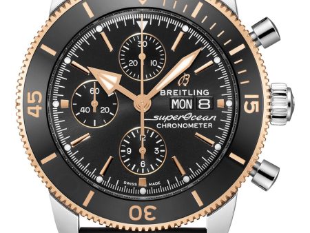 Breitling Superocean Heritage Automatic Chronometer Chronograph Stainless Steel & 18k Rose Gold Black Dial Black Rubber Strap Day Date Divers Mens Watch U13313121B1S1 Online now