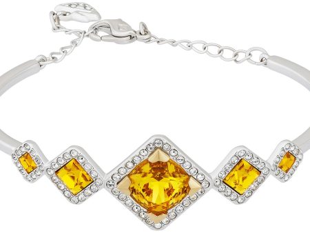 Swarovski Carina Sunflower Aber Crystal Rhodium Plated Stainless Steel Bangle Bracelet for Women 5133374 Online now