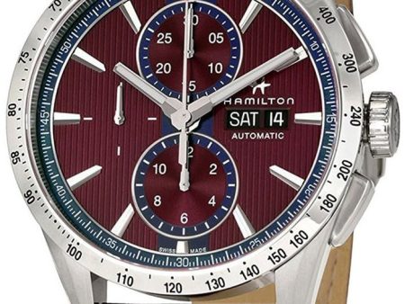 Hamilton Broadway Automatic Chronograph Day of Week Date Burgundy Men’s Strap Watch H43516871 Online Hot Sale