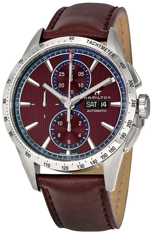 Hamilton Broadway Automatic Chronograph Day of Week Date Burgundy Men’s Strap Watch H43516871 Online Hot Sale