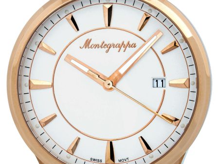 Montegrappa Fortuna White Dial Rose Gold Plated Stainless Steel Quartz Desk Clock IDFOTCRW For Sale