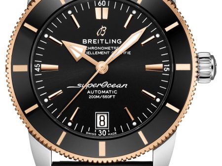 Breitling Superocean Heritage Automatic Chronometer Stainless Steel & 18k Rose Gold Black Dial Black Rubber Strap Date Divers Mens Watch Special Edition UB2010121B1S1 Supply