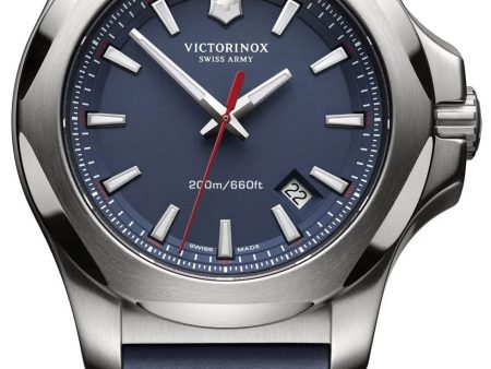 Victorinox Swiss Army INOX Stainless Steel Mens Watch Calendar Blue Rubber Strap 241688.1 on Sale