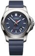 Victorinox Swiss Army INOX Stainless Steel Mens Watch Calendar Blue Rubber Strap 241688.1 on Sale