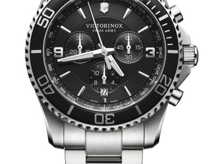 Victorinox Swiss Army Maverick Chronograph Stainless Steel Black Dial Date Mens Watch 241695 Sale