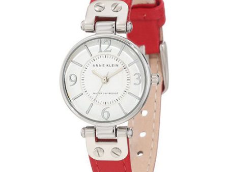 Anne Klein Women s 109443WTRD Silver-Tone White Dial and Red Leather Strap Watch Online