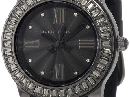 Juicy Couture HRH Ion Plated Steel Black Dial Crystal Bezel Black Silicone Women s Watch 1900885 Fashion