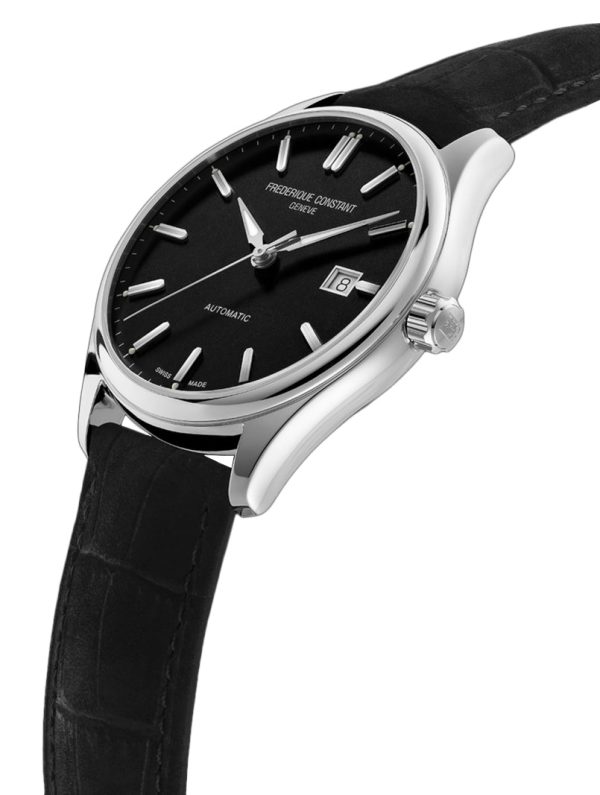 Frederique Constant Classics Index Automatic Stainless Steel Black Dial Black Leather Strap Date Mens Watch FC-303NB5B6 Online Sale