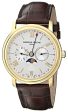 Frederique Constant Persuasion Classics Business Timer Yellow Gold Plated Steel Silver Dial Brown Leather Moonphase Day Date Quartz Mens Watch FC-270SW4P5 Supply